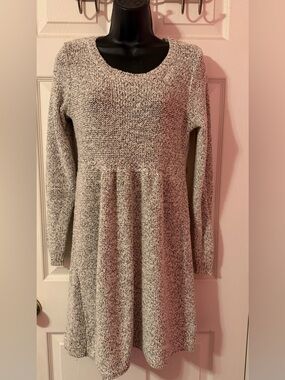 LC Lauren Conrad Marled Cream and Black Knit Sweater
